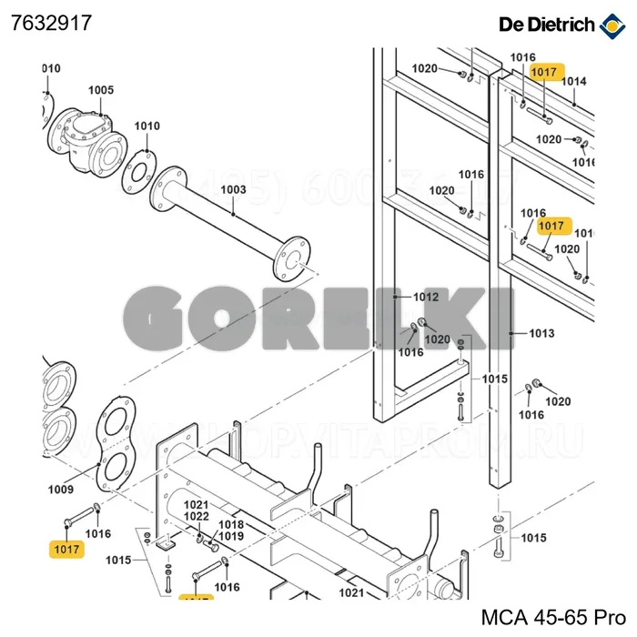 Винт DIN931-8.8ZP M8x90 (20 шт/уп) De Dietrich 7632917 для газового котла