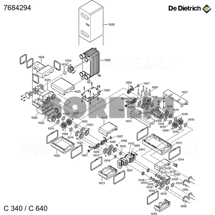 Винт H M12x50 De Dietrich 7684294 для газового котла