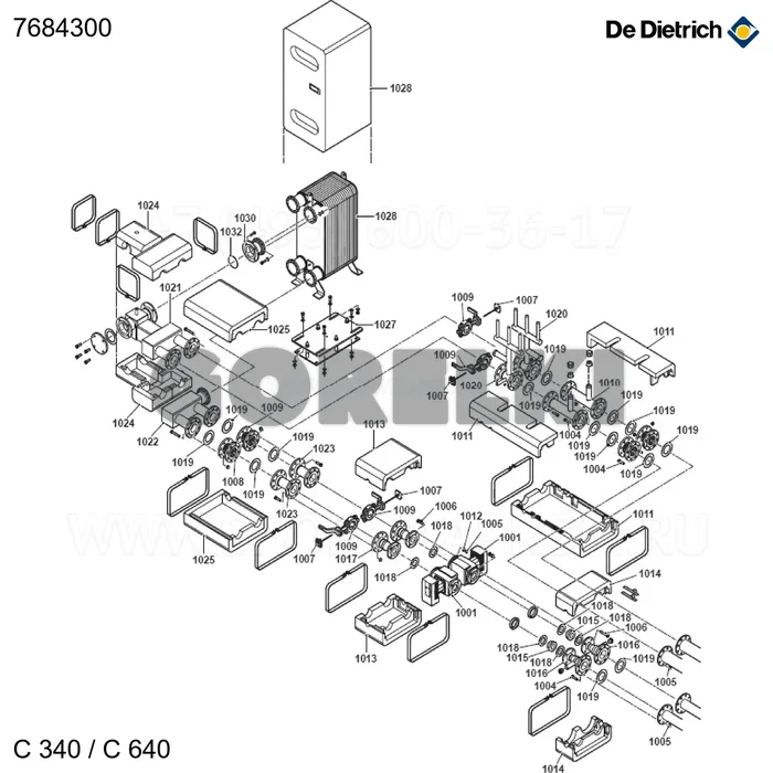 Винт H M16x40 De Dietrich 7684300 для газового котла
