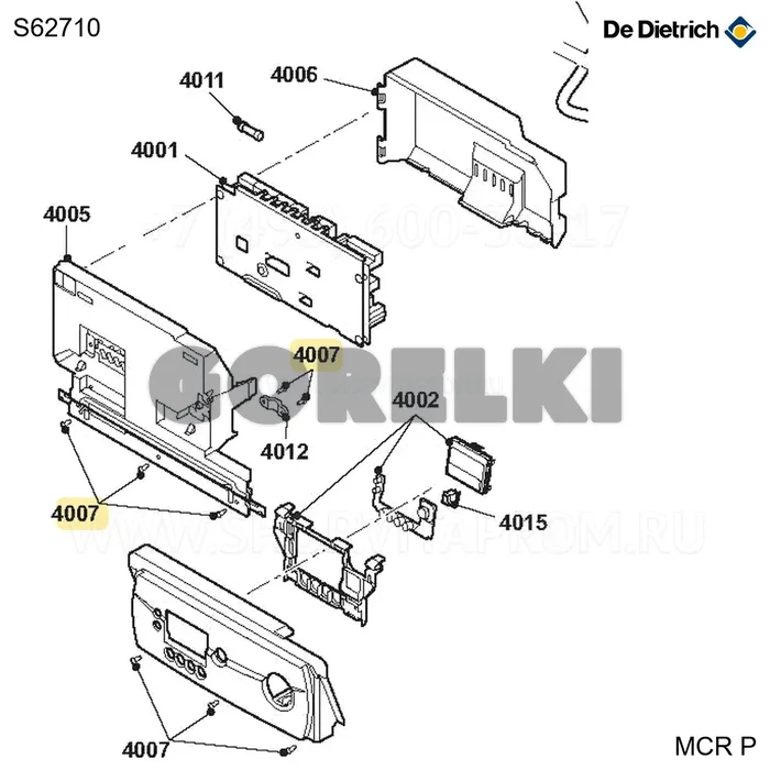 Винт k3,5x10 (50 шт/уп) De Dietrich S62710 для газового котла