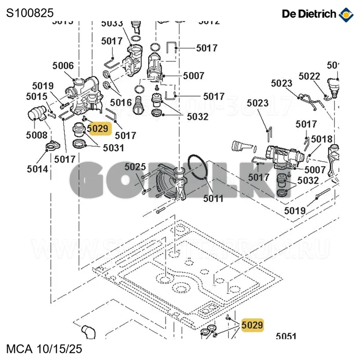 Винт K50x12 (20 шт/уп) De Dietrich S100825 для газового котла