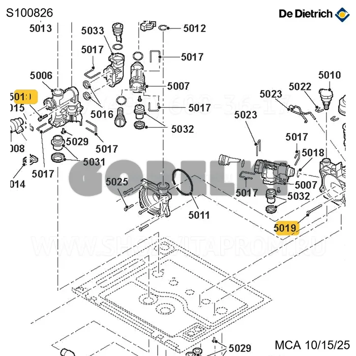 Винт K50x28 (10 шт/уп) De Dietrich S100826 для газового котла