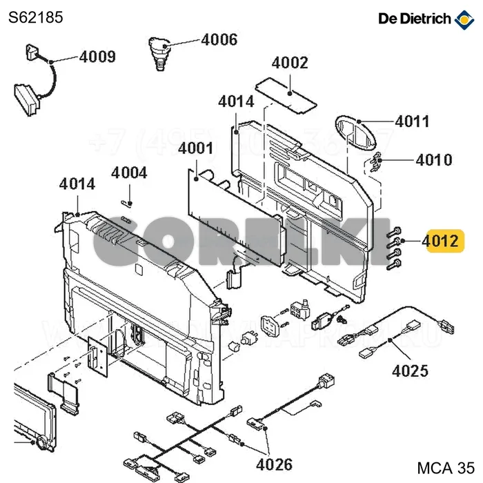 Винт kb30x8 (10 шт/уп) De Dietrich S62185 для газового котла