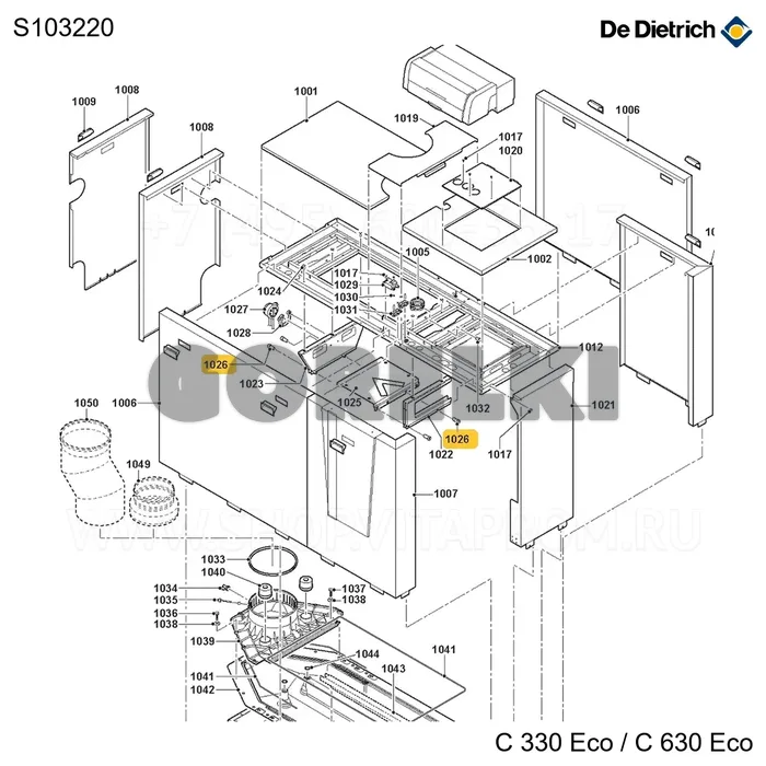 Винт m 8 x 30 (10 шт/уп) De Dietrich S103220 для газового котла