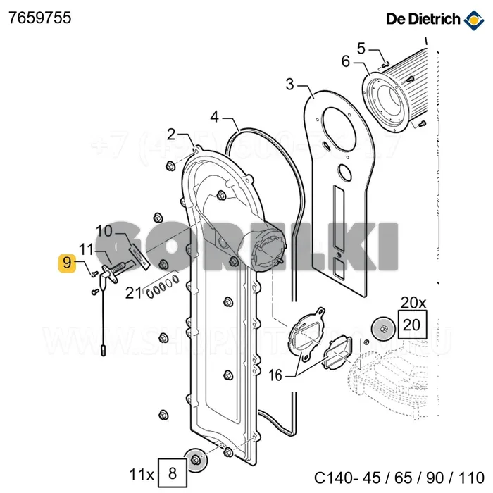 Винт M4x10 (10 шт/уп) De Dietrich 7659755 для газового котла