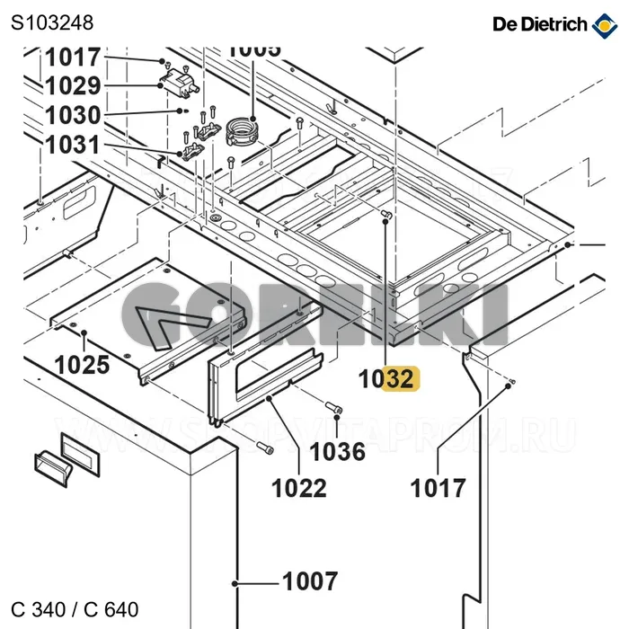 Винт m8x10 (5 шт/уп) De Dietrich S103248 для газового котла