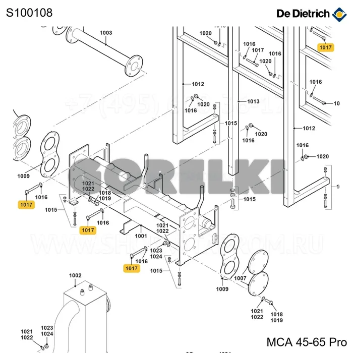 Винт M8x70 (20 шт/уп) De Dietrich S100108 для газового котла
