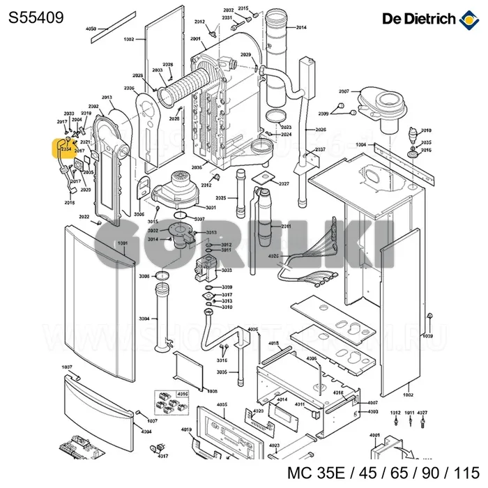Ввод кабеля электрода розжига De Dietrich S55409 для газового котла