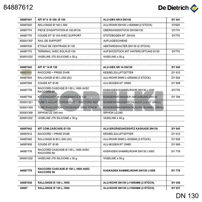 Забор воздуха d80 dy612 De Dietrich 84887612 для газового котла