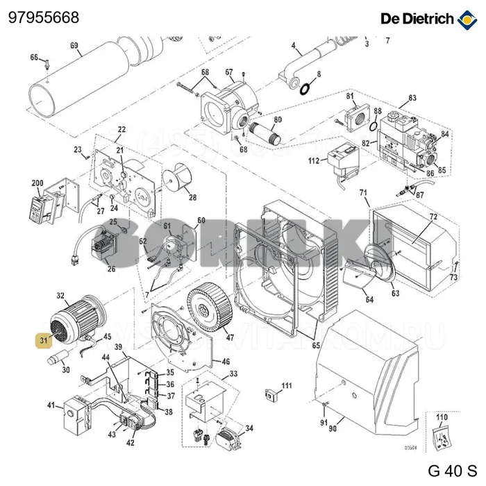 Заглушка алюм. d.35мм De Dietrich 97955668 для газового котла