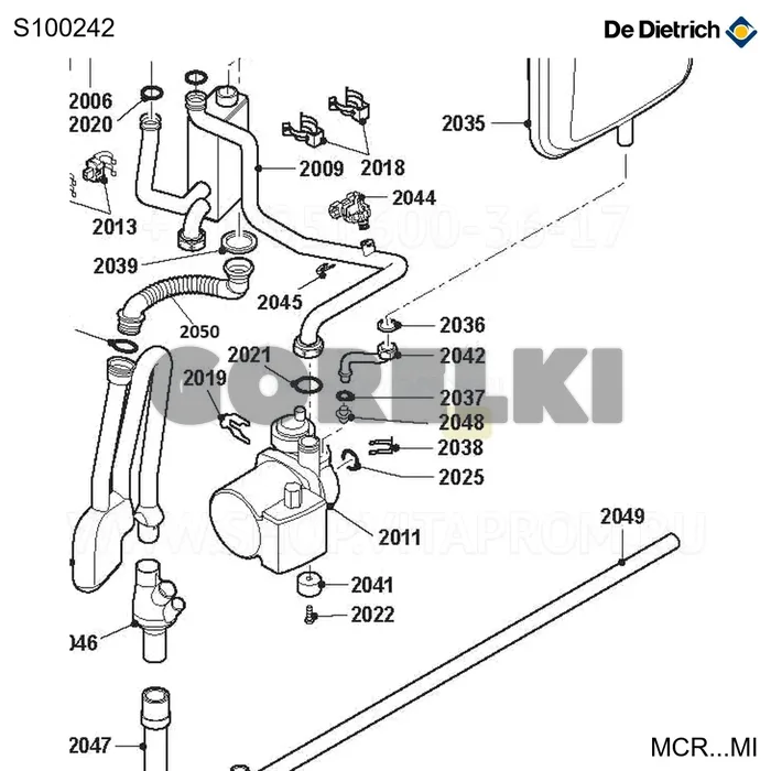 Заглушка циркуляционного насоса De Dietrich S100242 для газового котла
