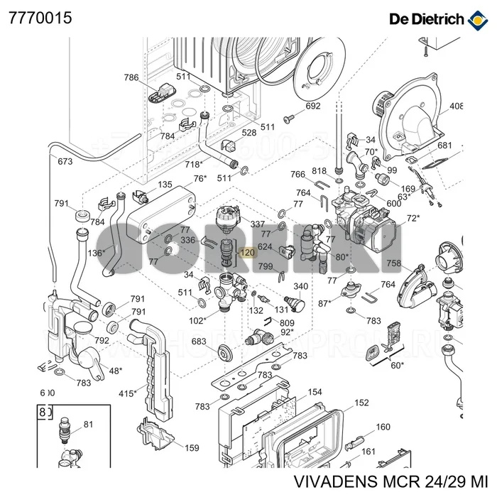 Заглушка клапана 3-ходового De Dietrich 7770015 для газового котла
