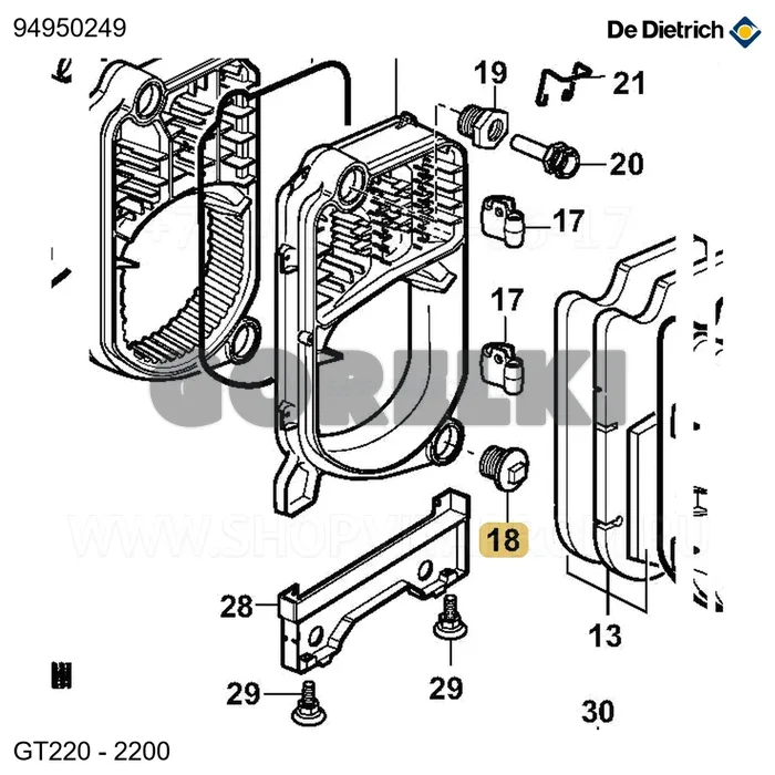 Заглушка n290 1"1/2 De Dietrich 94950249 для газового котла