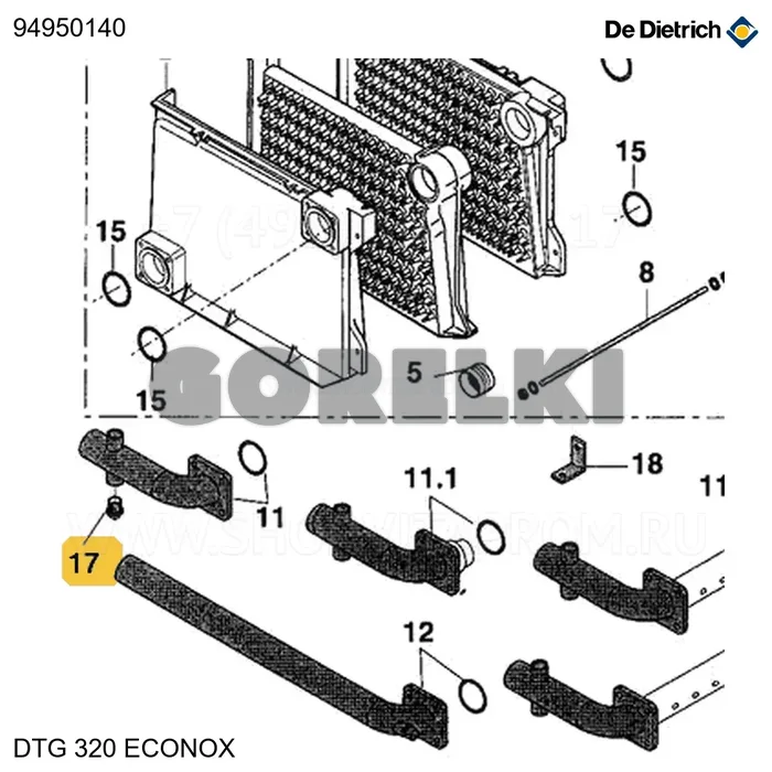Заглушка n290 3/4" De Dietrich 94950140 для газового котла