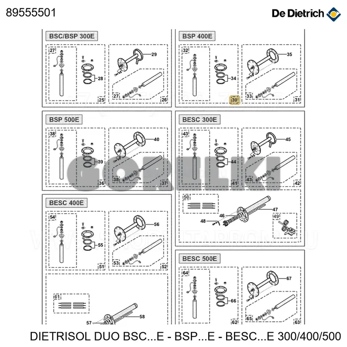Заглушка верхняя анода (1x33x290) с прокладкой De Dietrich 89555501 для газового котла