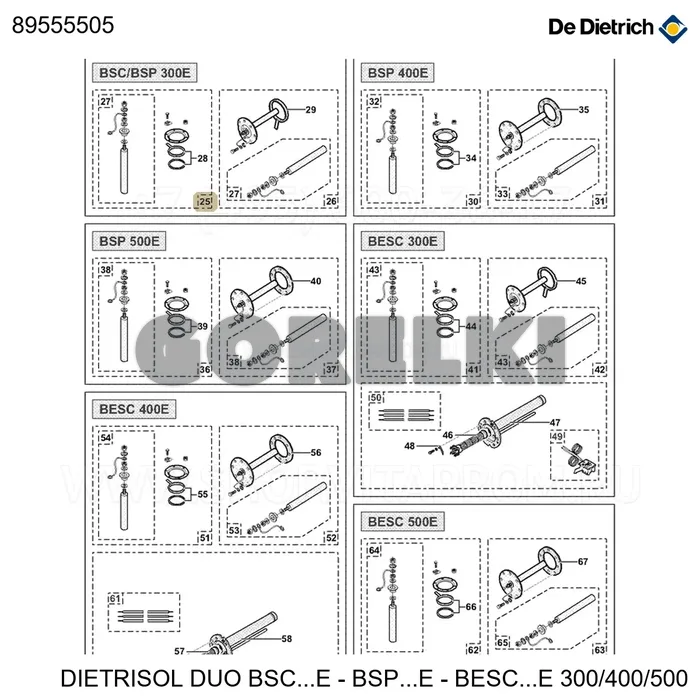 Заглушка верхняя d112 с анодом (1x33x330) De Dietrich 89555505 для газового котла