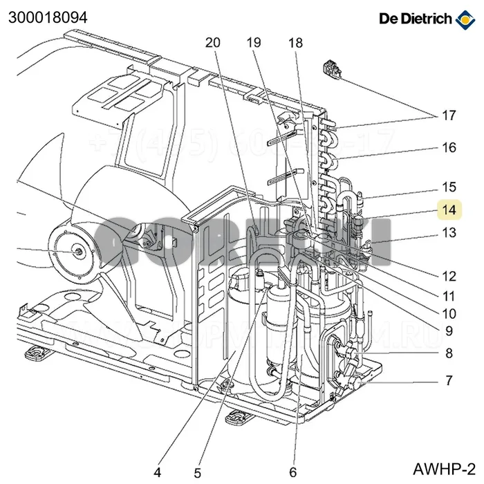 Заглушка заправочная awhp11-14-16mr-tr De Dietrich 300018094 для газового котла