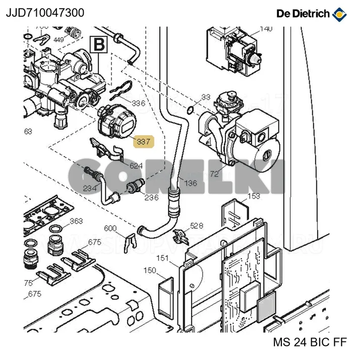 Запасная часть привода cod.fo.31600001 De Dietrich 710047300 для газового котла