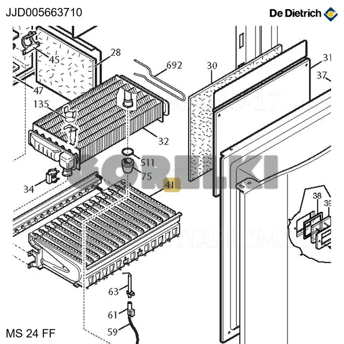 Запасная часть узла горелки 13 элементов De Dietrich JJJ005663710 для газового котла