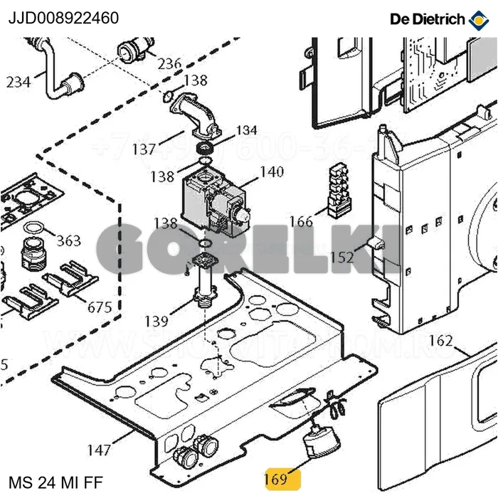 Запасной манометр d.40 xgr De Dietrich JJJ008922460 для газового котла