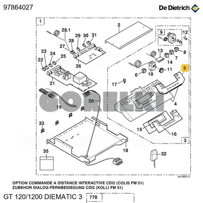 Заслонка DIEMATIC De Dietrich 97864027 для газового котла