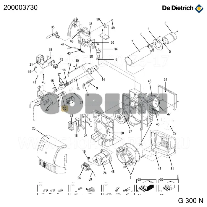 Заслонка воздуха oes 356 lz De Dietrich 200003730 для газового котла