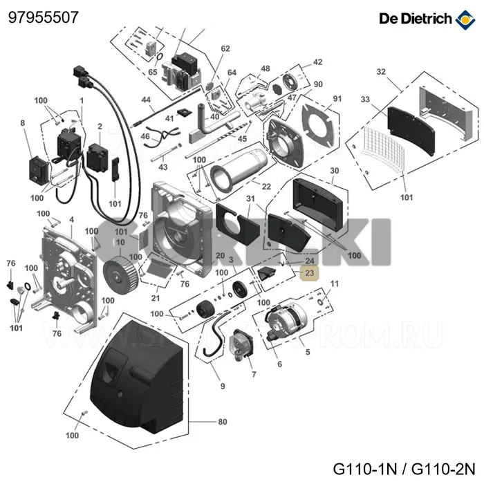 Заслонка воздушная в сборе De Dietrich 97955507 для газового котла