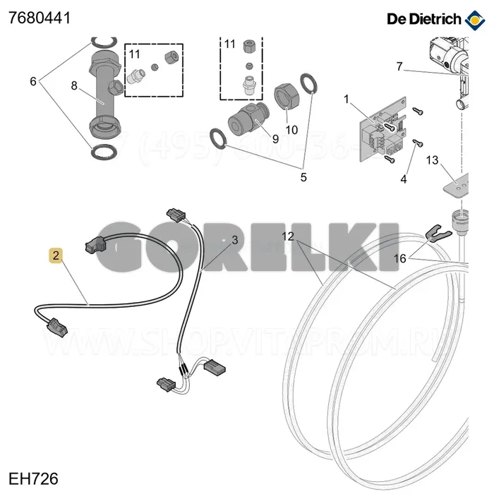 Жгут cb04_ehc04 De Dietrich 7680441 для газового котла