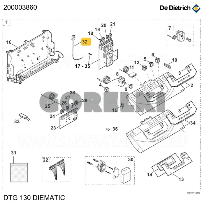 Жгут горелки dtg 130 eco-nox и ff De Dietrich 200003860 для газового котла