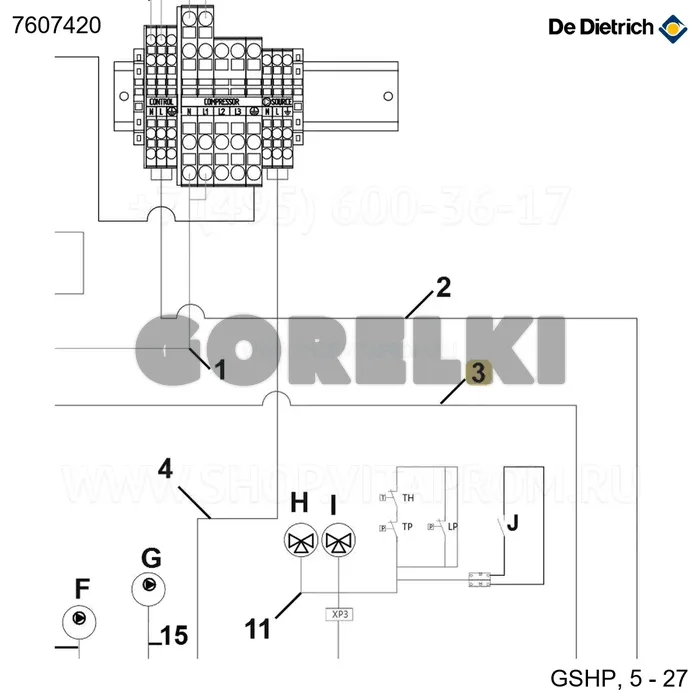 Жгут привода_панели управления De Dietrich 7607420 для газового котла
