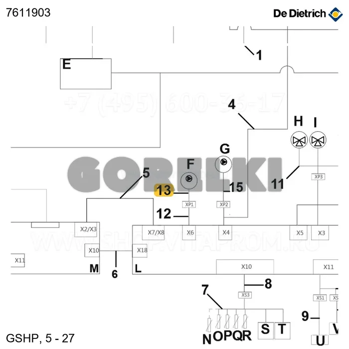 Жгут проводов насоса ЦО - ТН De Dietrich 7611903 для газового котла