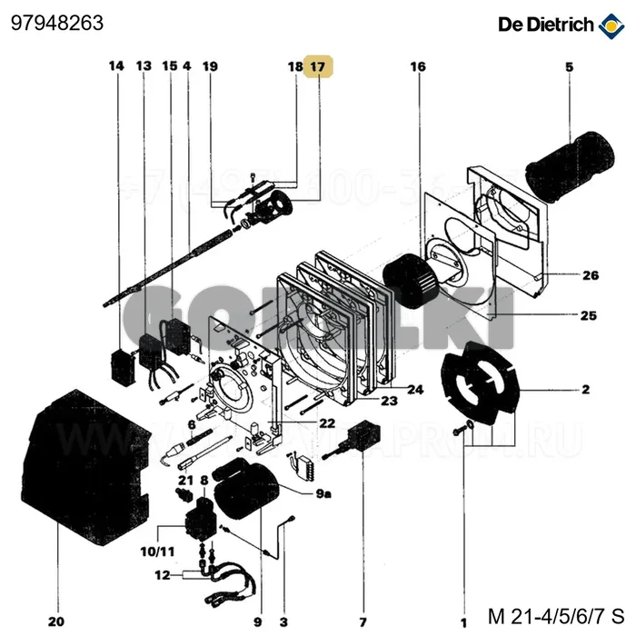 Звезда центровки+турбулизатора m21-17/18s)(m21-6 De Dietrich 97948263 для газового котла