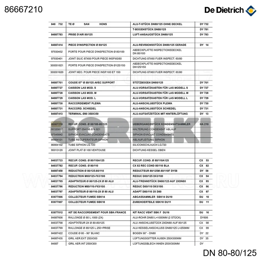 Адаптер нейтрализатора конденсата HA210 De Dietrich 86667210 для газового котла