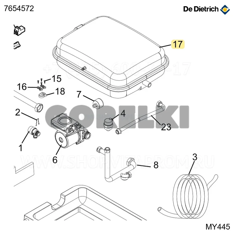 Бак расширительный 18л + переходник 1/2" De Dietrich 7654572 для газового котла