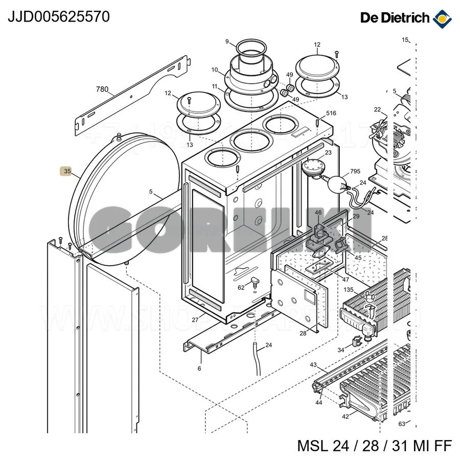 Бак расширительный 8L круглый De Dietrich JJJ005625570 для газового котла