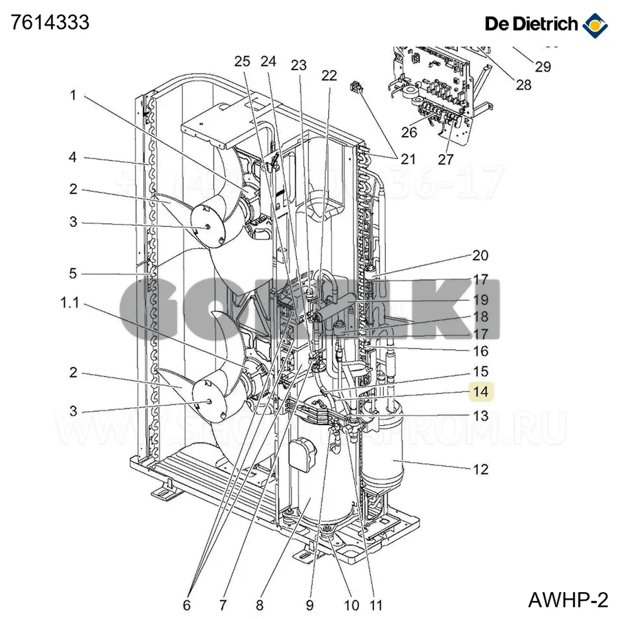 Датчик нагнетания компрессора th34 De Dietrich 7614241 для газового котла