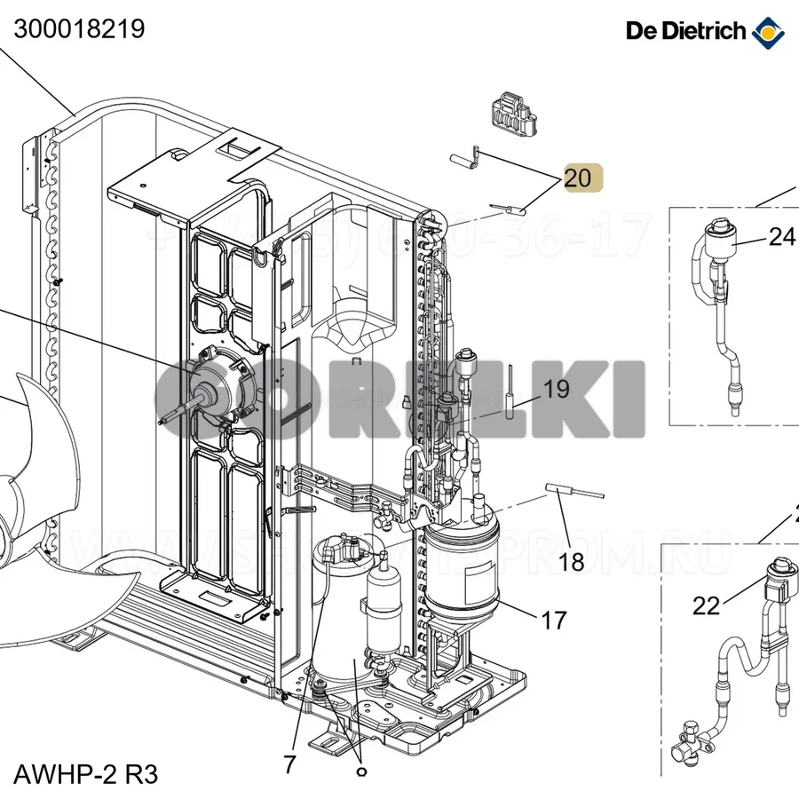 Датчик выхода батареи th6/th7 11-14-16tr De Dietrich 300018219 для газового котла