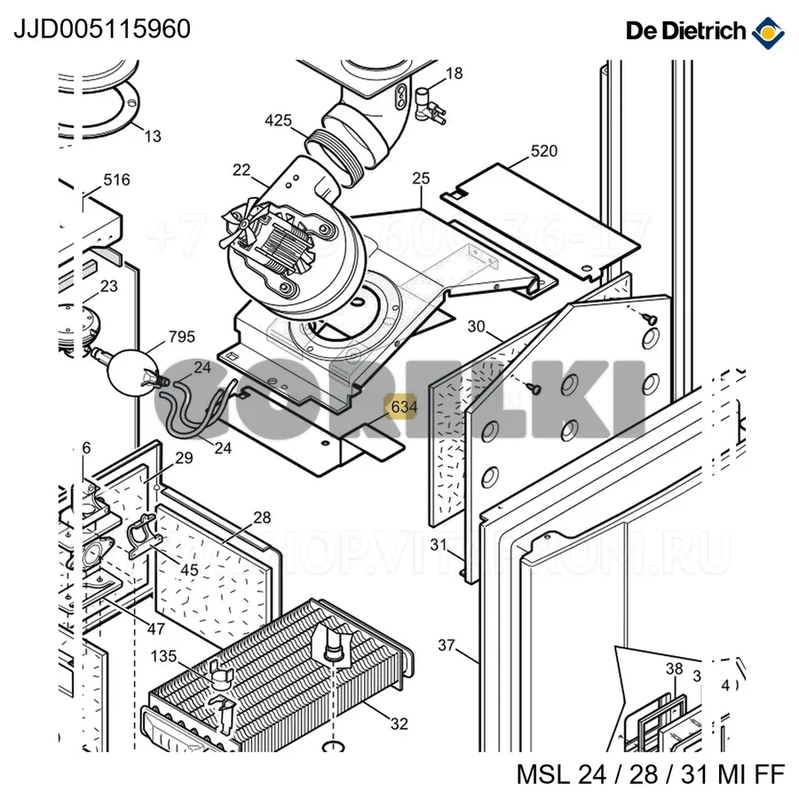 Дефлектор воздуха левый Luna3 De Dietrich JJJ005115960 для газового котла