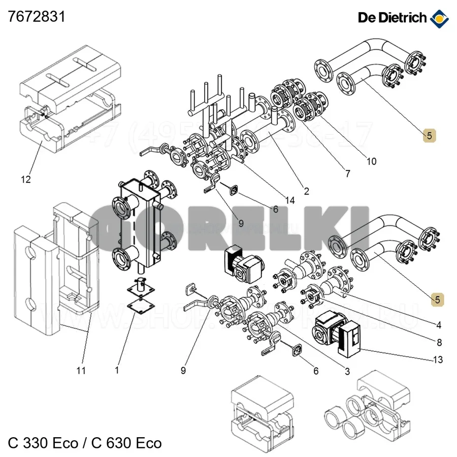 Деталь соединения 1 D80/PN16 De Dietrich 7672831 для газового котла