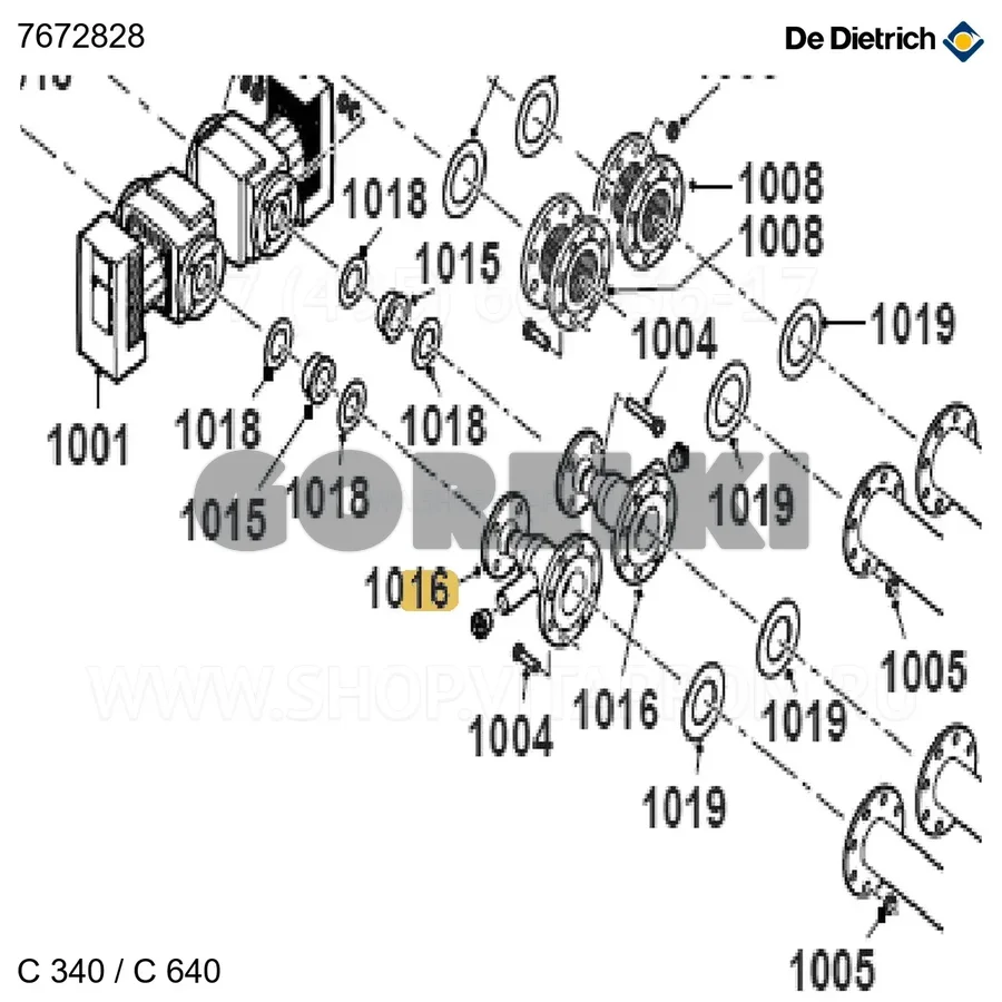 Деталь соединения 1 DN/80/65 L.280 De Dietrich 7672828 для газового котла
