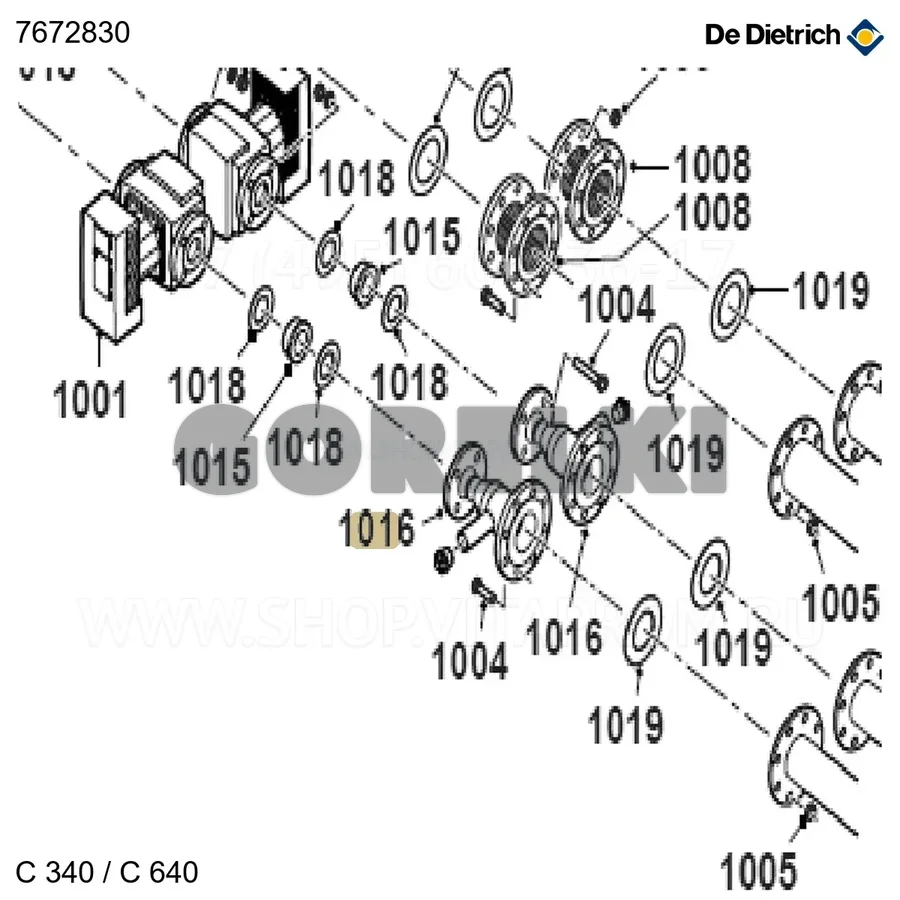 Деталь соединения 1 DN/80/65 L.340 De Dietrich 7672830 для газового котла