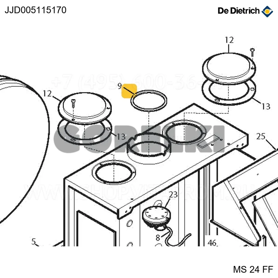 Диафрагма воздушная d.80mm De Dietrich JJD005115170 для газового котла