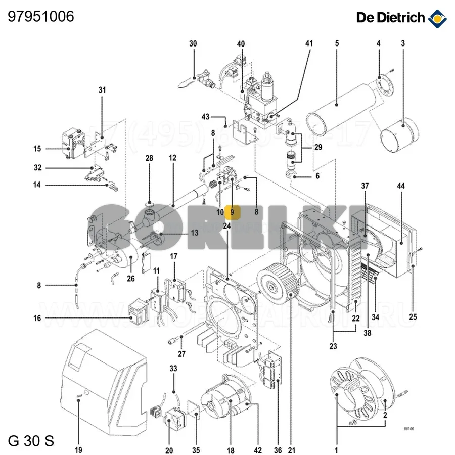 Диффузор De Dietrich многотрубный, G301-3S - G303-3S 97951006 для газового котла