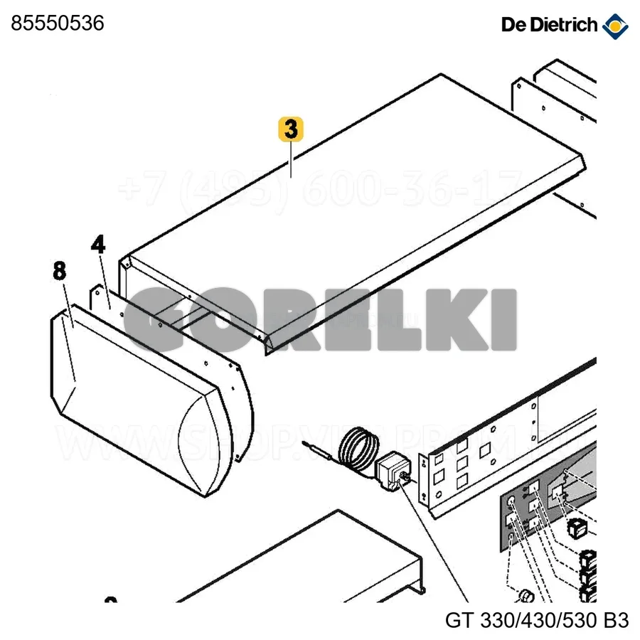 Дно панели комп. окрашенное tap De Dietrich 85550536 для газового котла