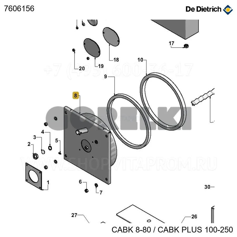 Дверь топки cabk 40 De Dietrich 7606156 для газового котла