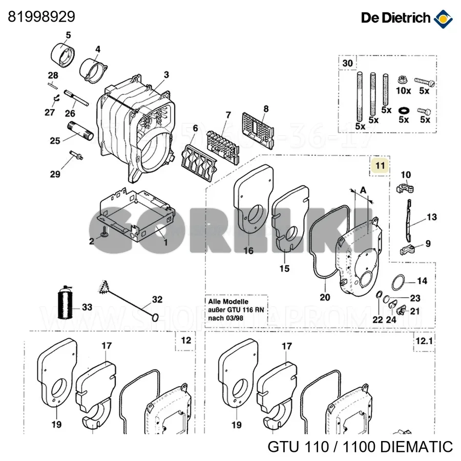 Дверца топки в сборе окрашенная De Dietrich 81998929 для газового котла
