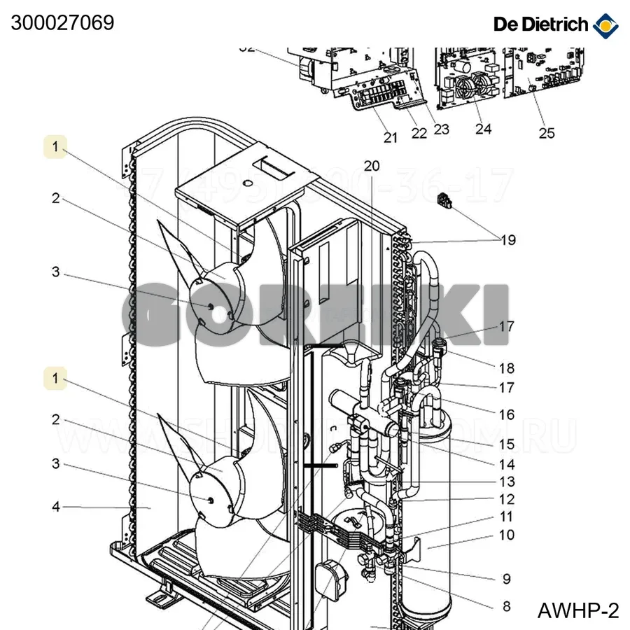 Двигатель вентилятора awhp 22-27 tr De Dietrich 300027069 для газового котла