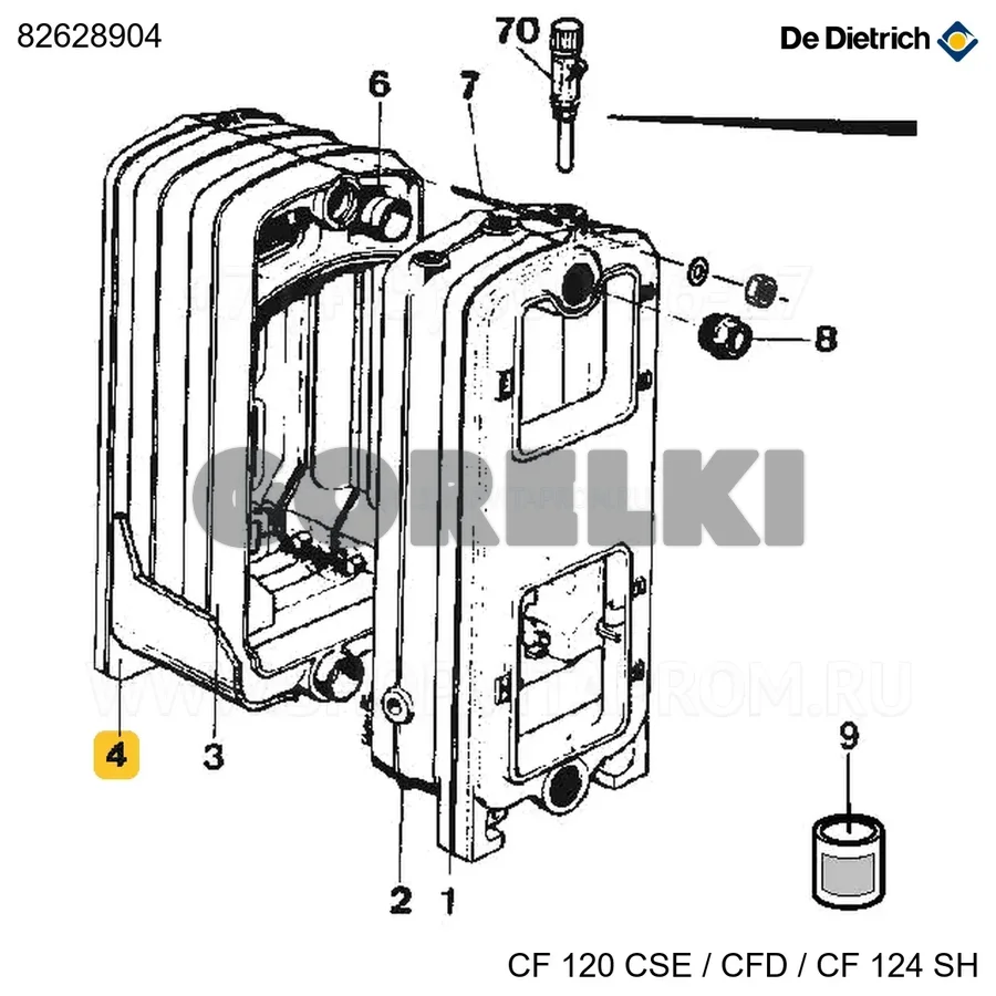 Эл. задний в сб. cf120cs De Dietrich 82628904 для газового котла