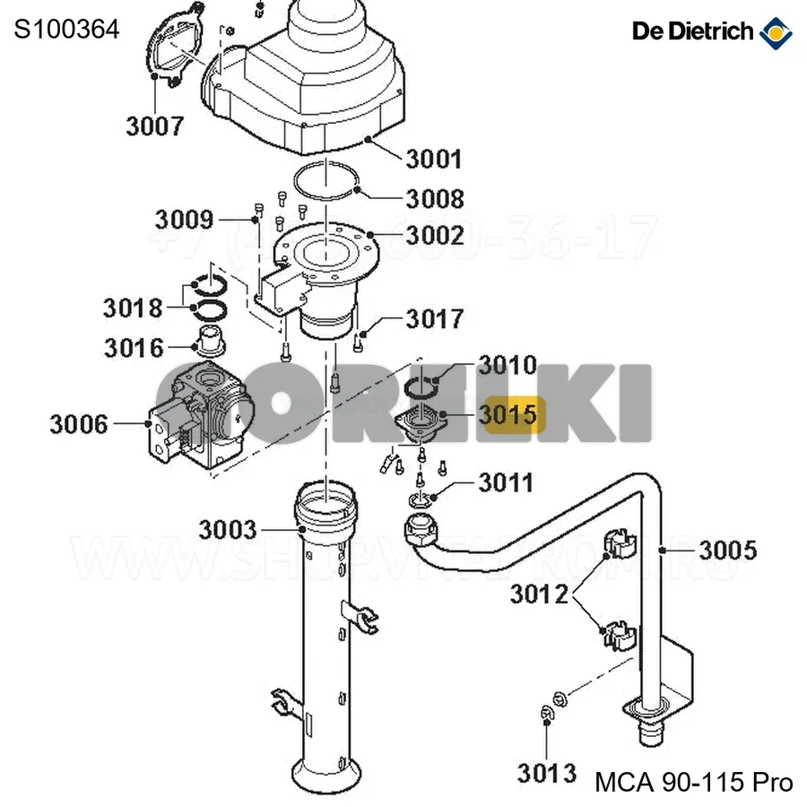 Фланец клапана газового - 115 De Dietrich S100364 для газового котла