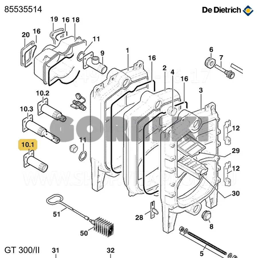 Фланец обратки gt304ii-gt305ii De Dietrich 85535514 для газового котла
